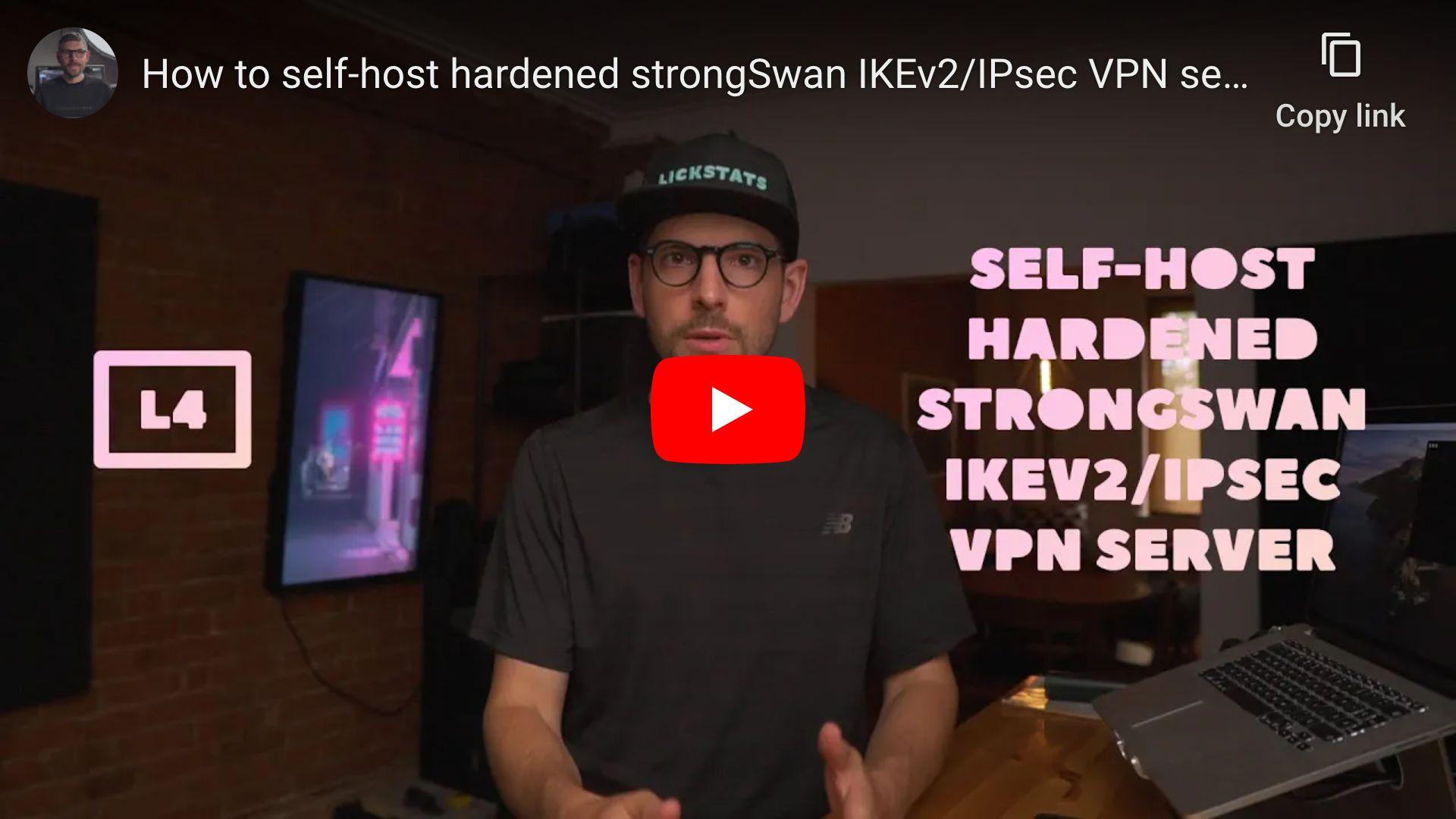How to self-host hardened strongSwan IKEv2/IPsec VPN server for iOS and macOS